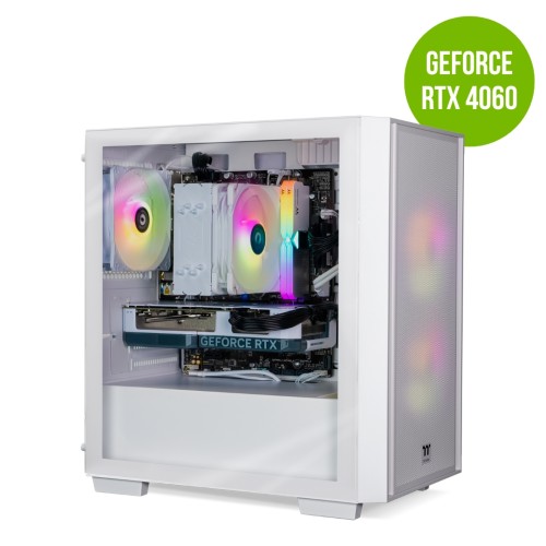 Thermaltake Gaming System Genesis V4 Ultimate SNOW – Intel 12400F / RTX 4060 / B760 WIFI / 16GB RGB RAM / H16 White