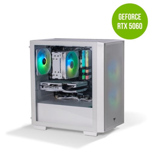 Thermaltake Gaming System Genesis Ultimate V5 Snow – AMD 5600 / RTX 5060/ B550M WIFI/ 16GB RAM/ H16 SNOW
